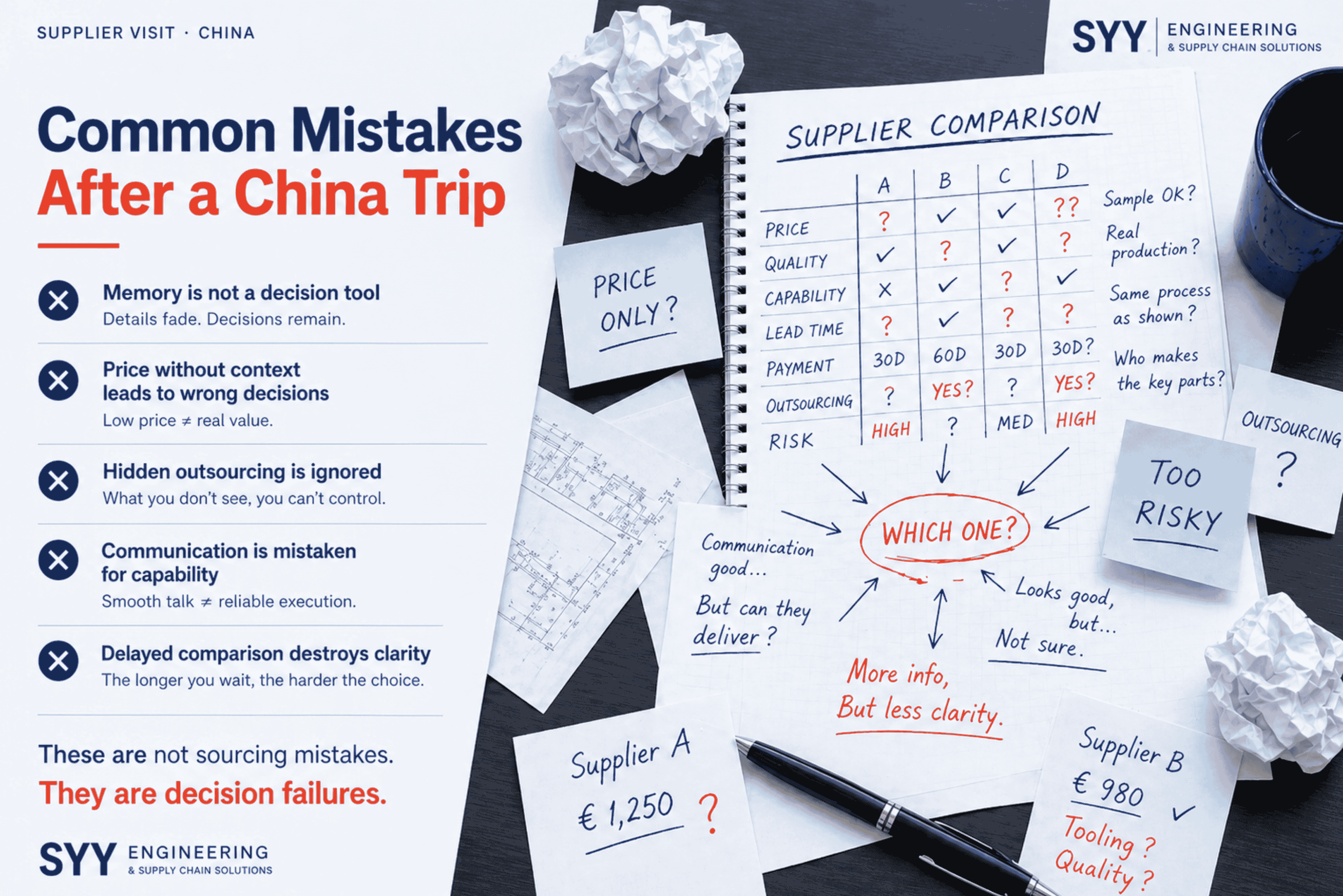 mistakes when comparing suppliers after china factory visits